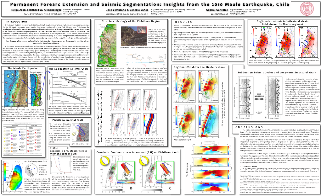Permanent Forearc Extension and Seismic Segmentation: Insights from the 2010 Maule Earthquake, Chile Felipe Aron & Richard W