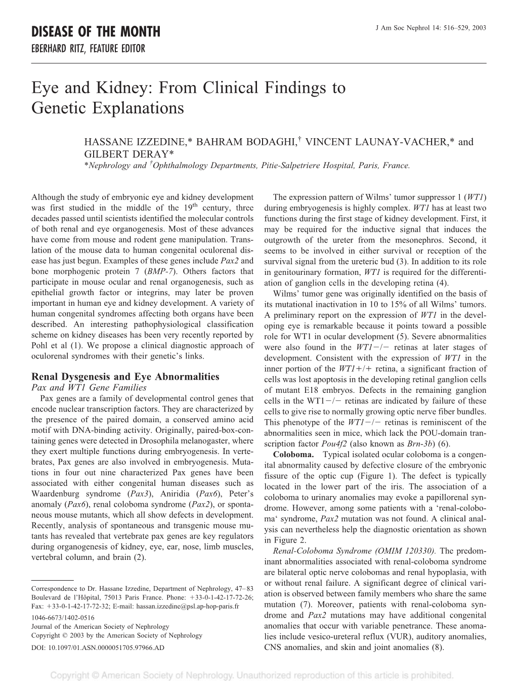 Eye and Kidney: from Clinical Findings to Genetic Explanations