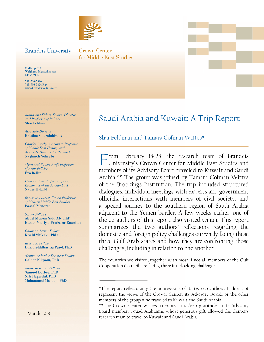 Saudi Arabia and Kuwait: a Trip Report Shai Feldman