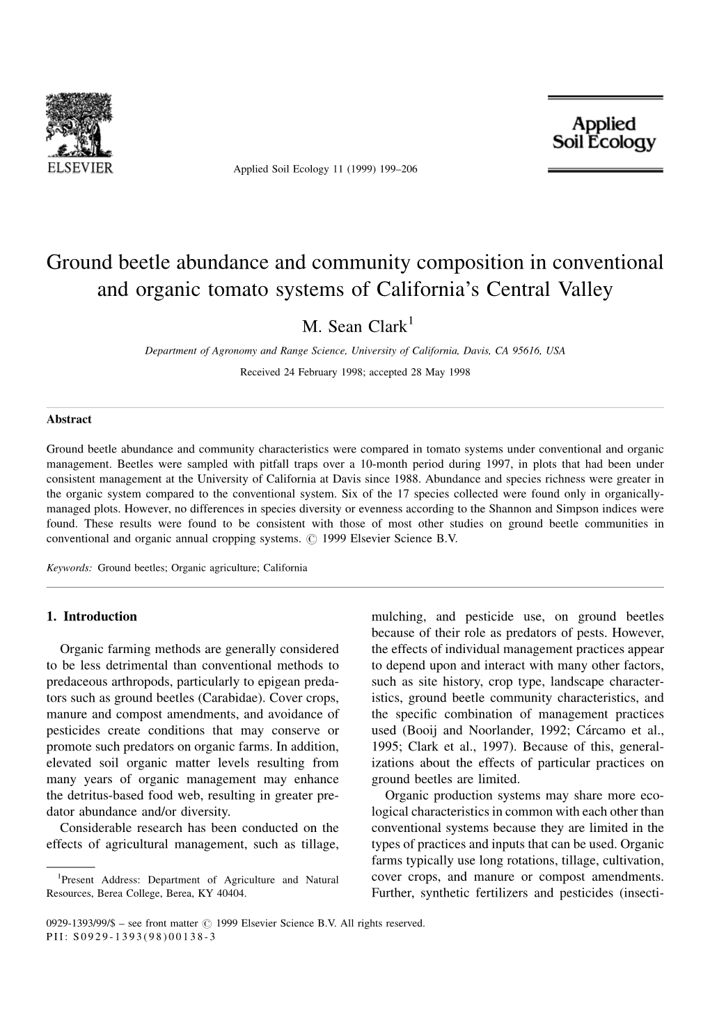 Ground Beetle Abundance and Community Composition in Conventional and Organic Tomato Systems of California's Central Valley