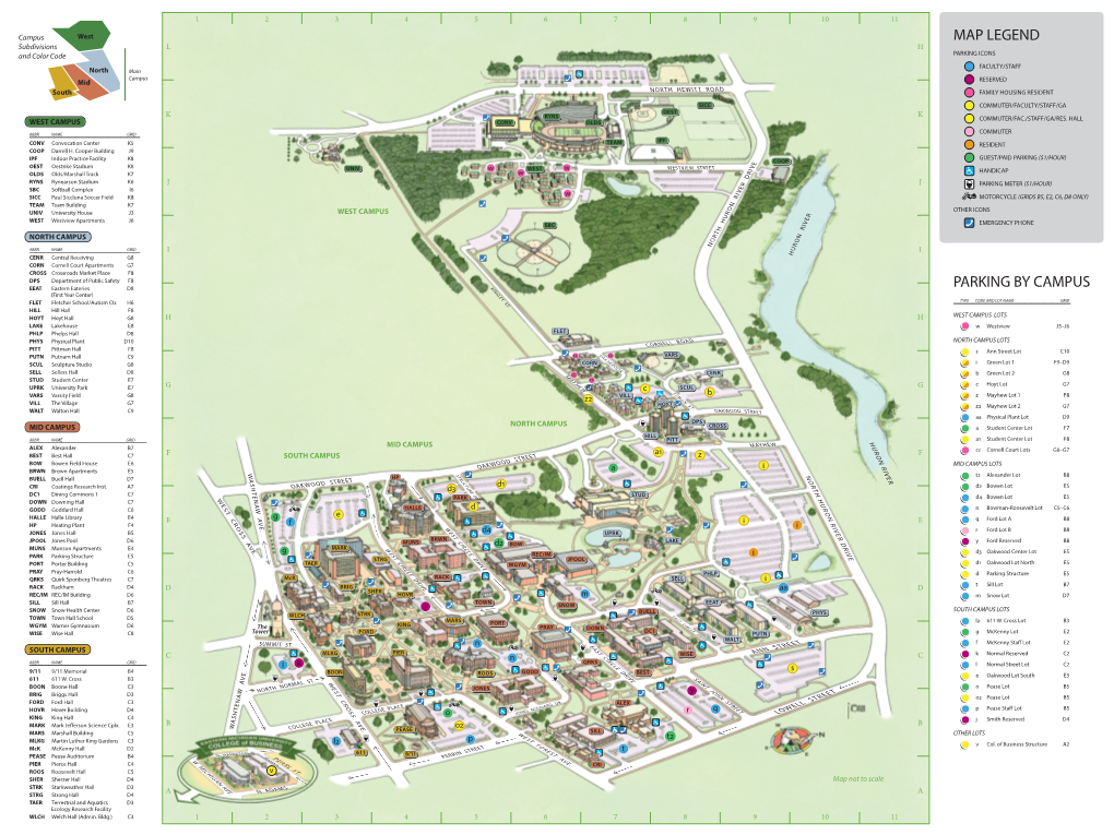 Parking by Campus Map Legend