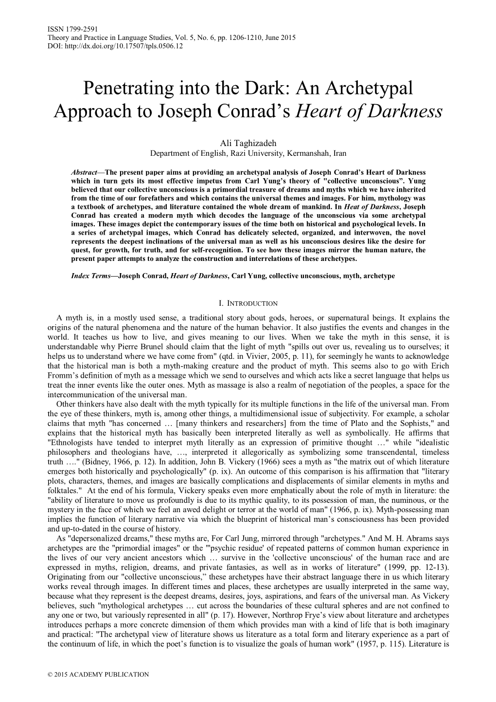 An Archetypal Approach to Joseph Conrad's Heart of Darkness