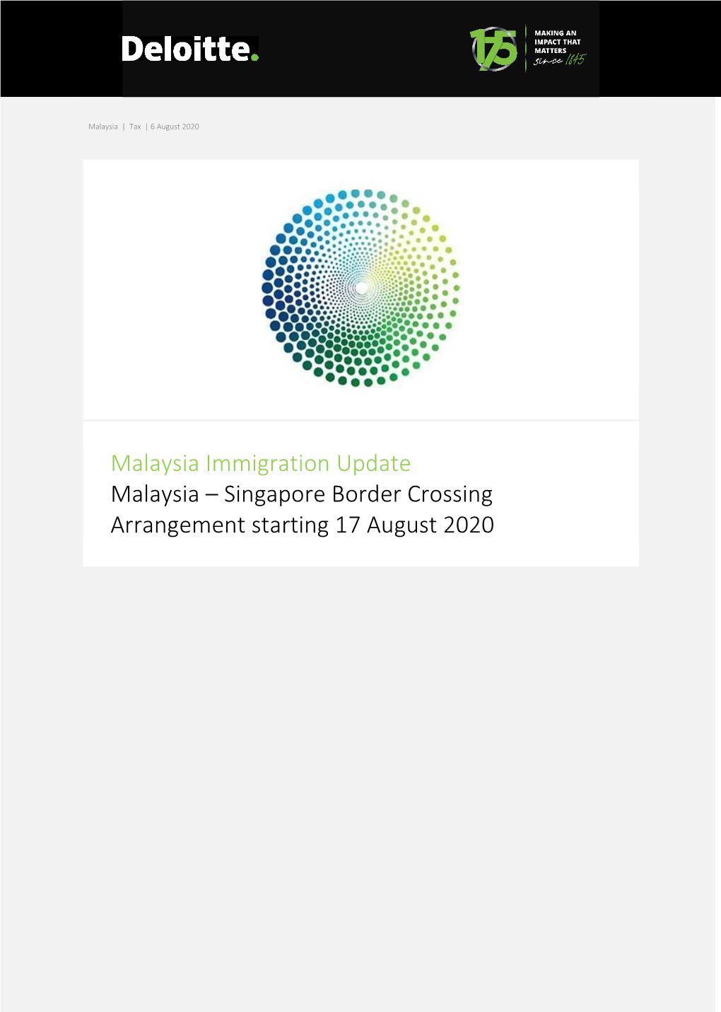 Singapore Border Crossing Arrangement Starting 17 August 2020