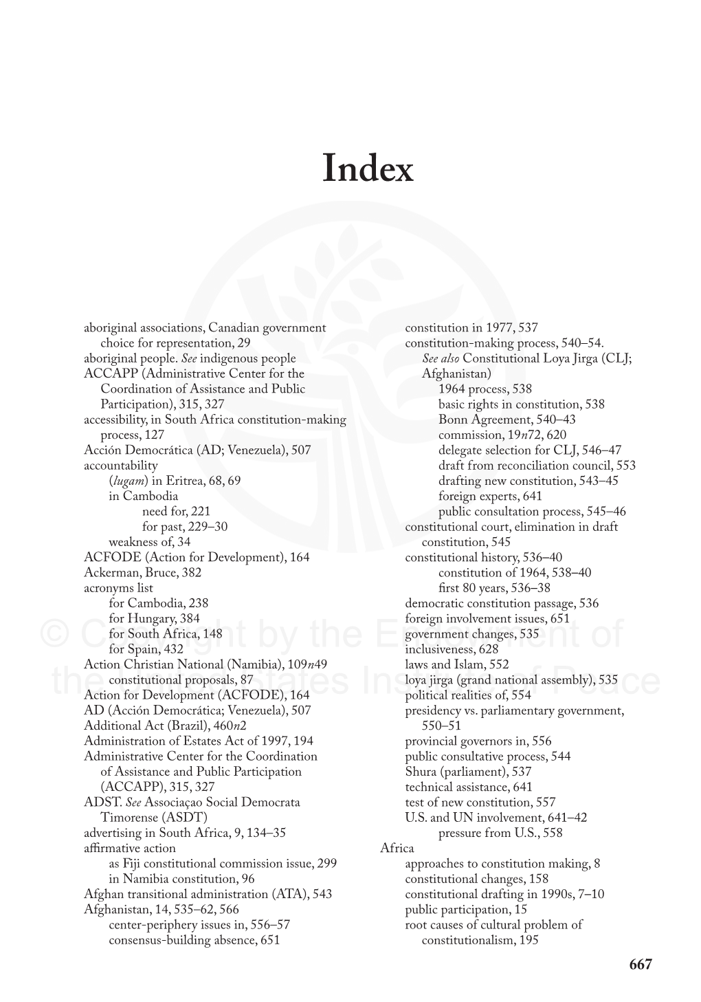 Index © Copyright by the Endowment of the United States Institute of Peace