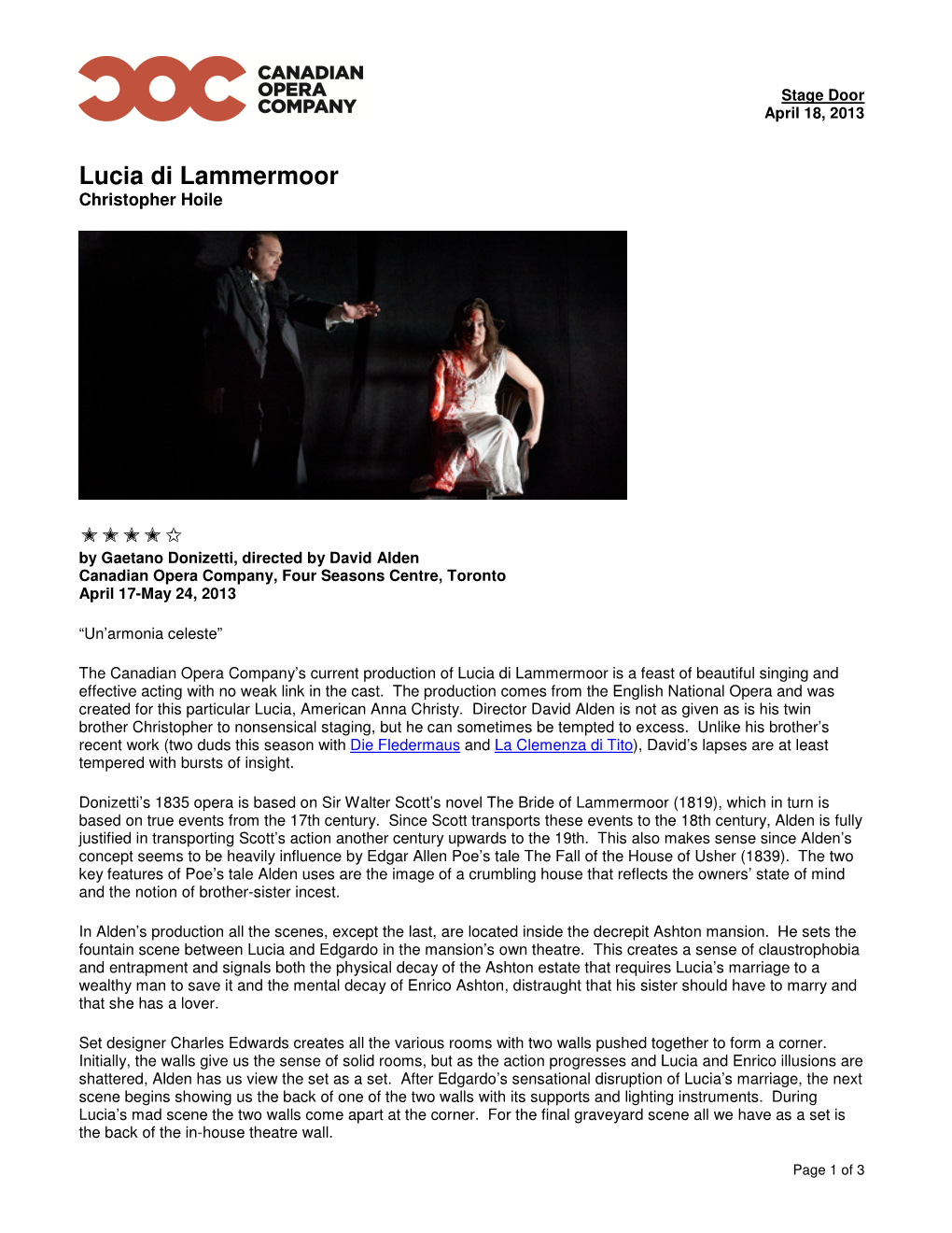 Lucia Di Lammermoor Christopher Hoile