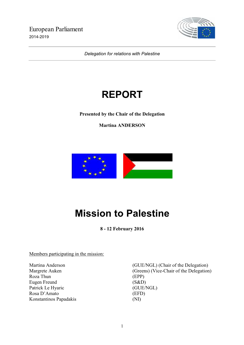 REPORT Mission to Palestine