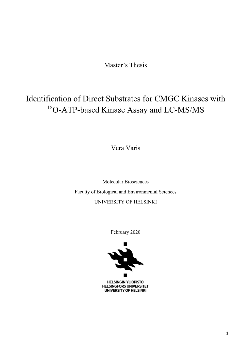 Identification of Direct Substrates for CMGC Kinases with 18O-ATP-Based Kinase Assay and LC-MS/MS