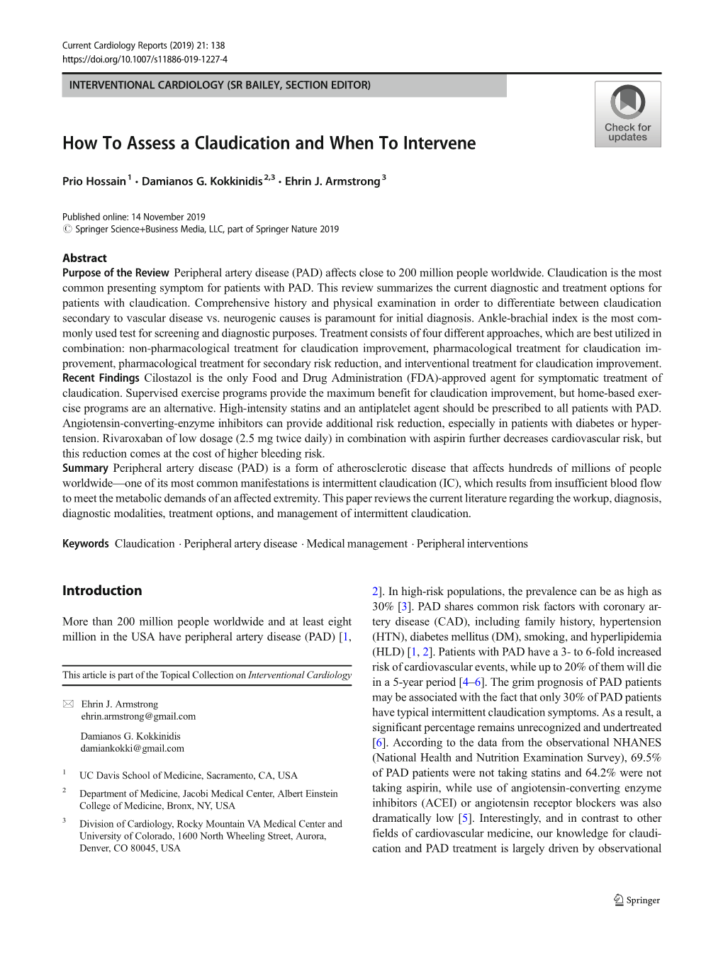 How to Assess a Claudication and When to Intervene