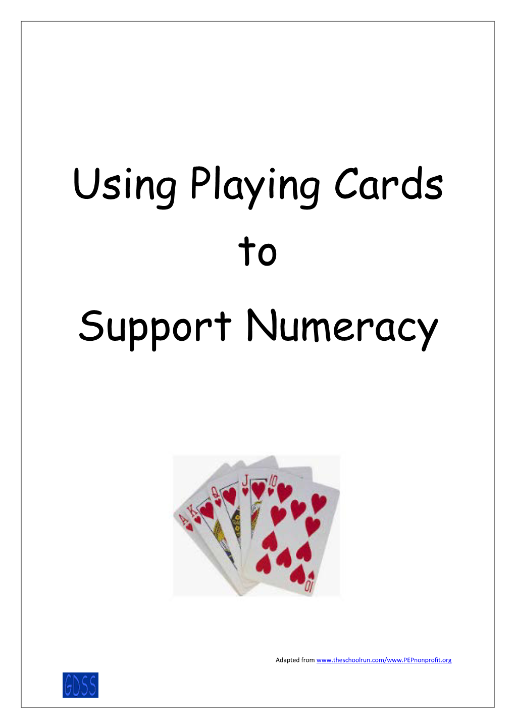 Using Playing Cards to Support Numeracy