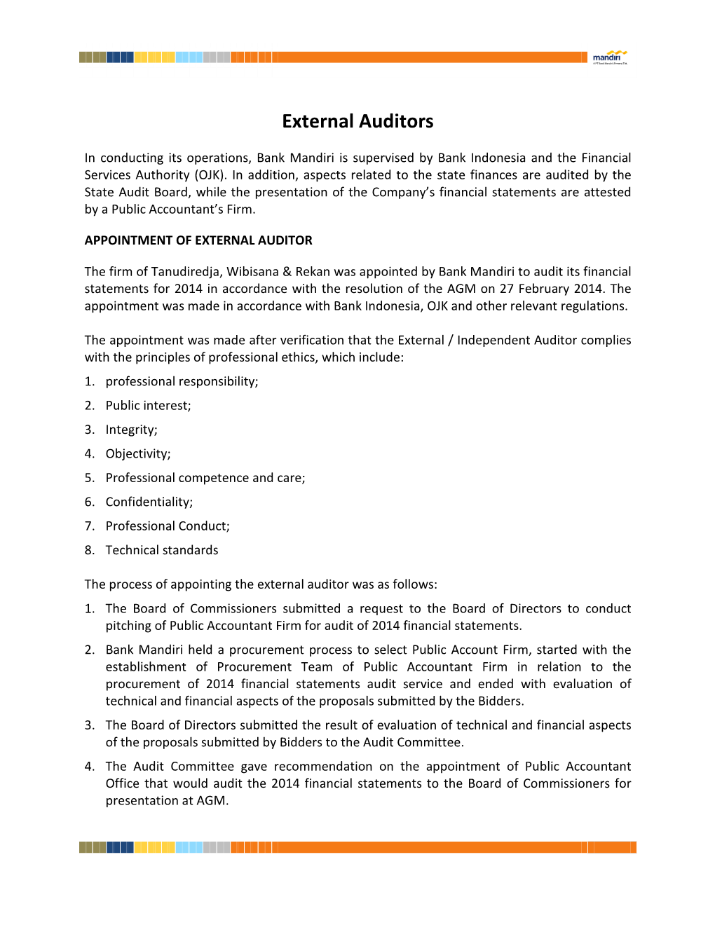 External Auditors