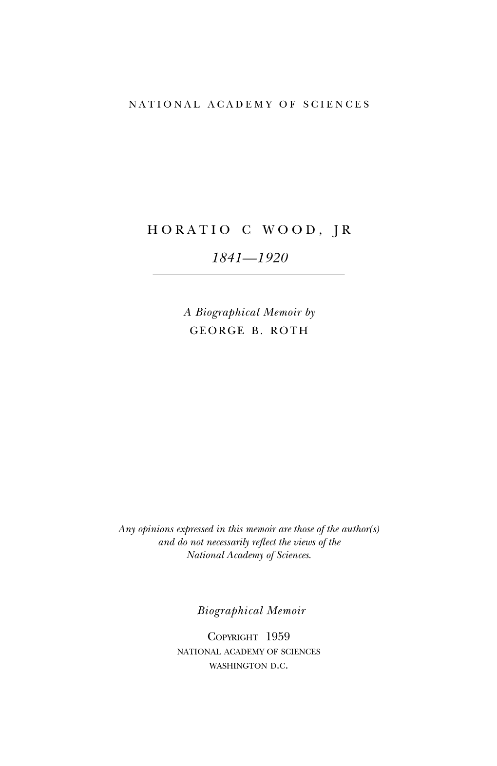 Horatio C Wood, Jr