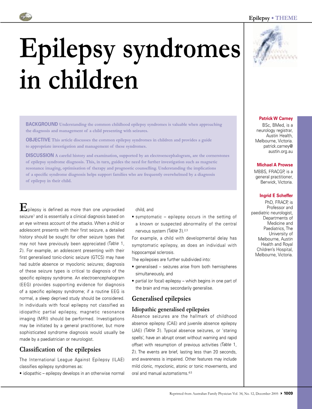 Epilepsy Syndromes in Children