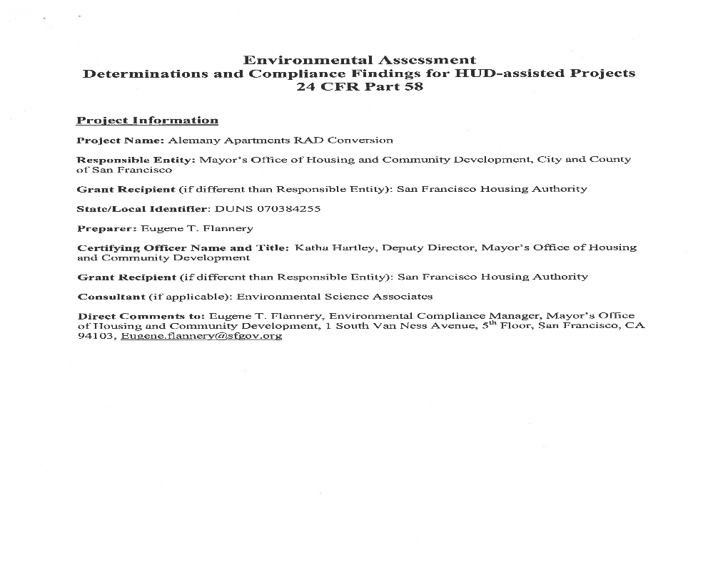 Environmental Assessment Determinations and Compliance Findings for HUD-Assisted Projects 24 CFR Part 58