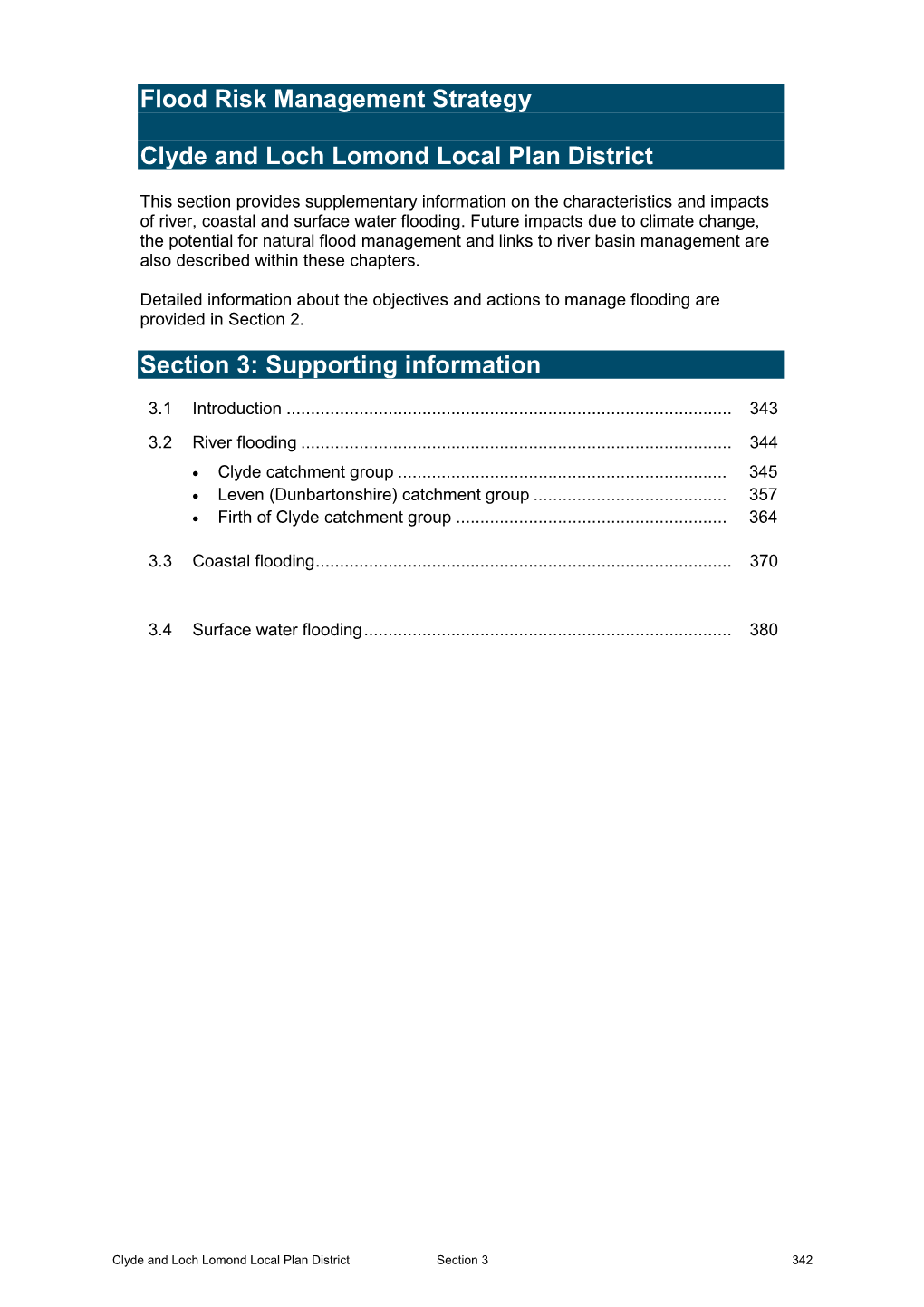 Flood Risk Management Strategy Clyde and Loch Lomond Local Plan