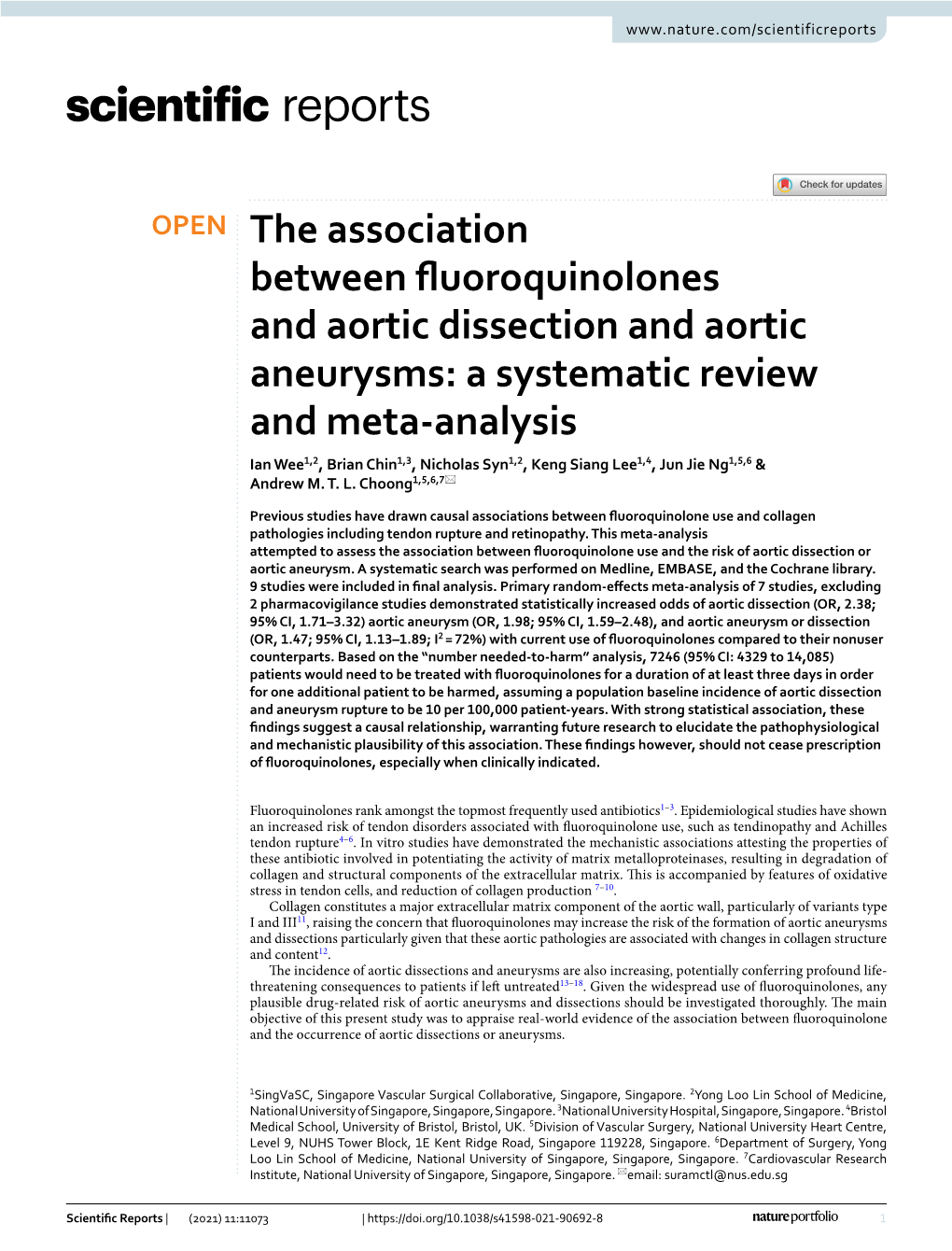 The Association Between Fluoroquinolones And