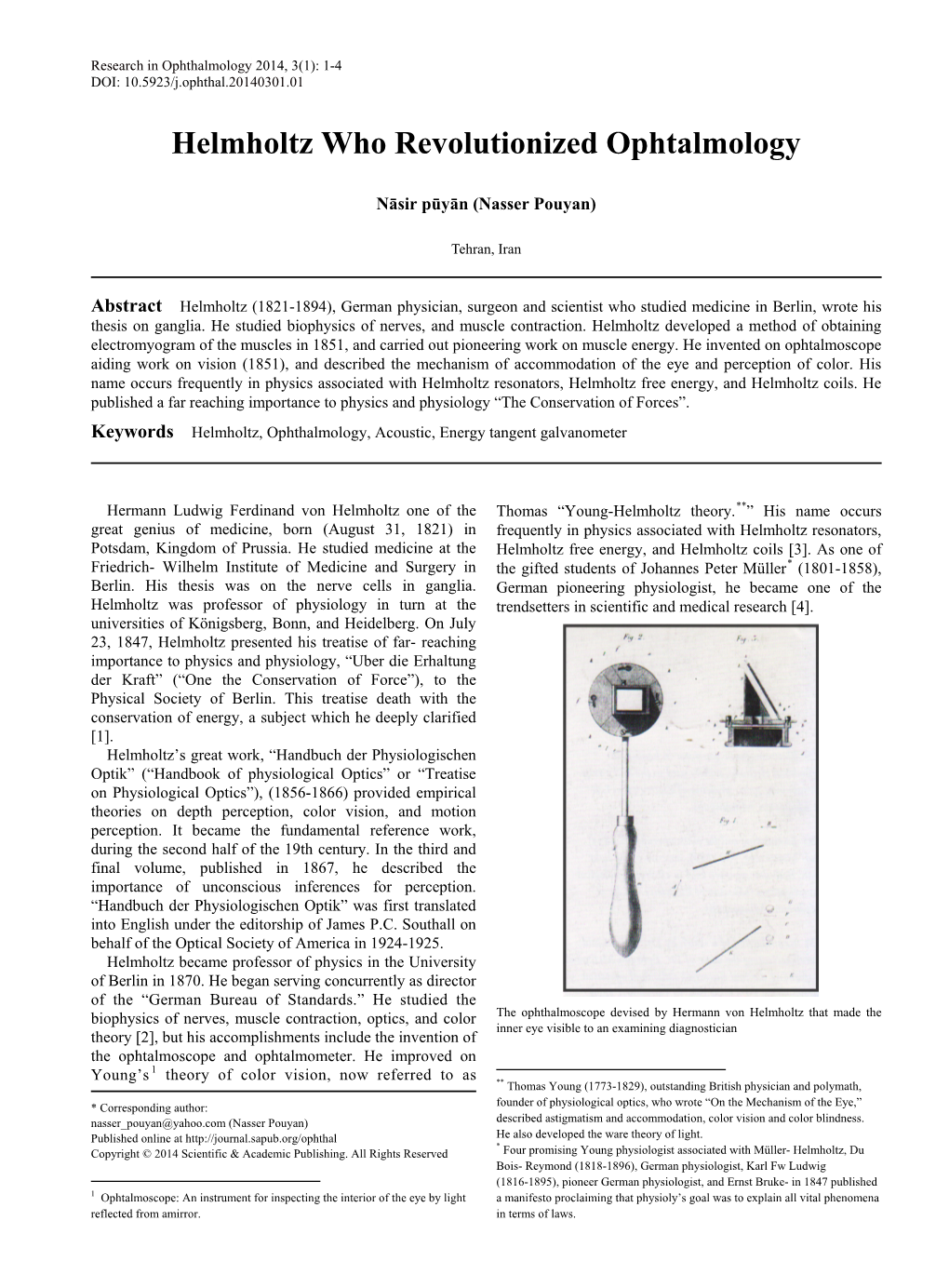 Helmholtz, Ophthalmology, Acoustic, Energy Tangent Galvanometer