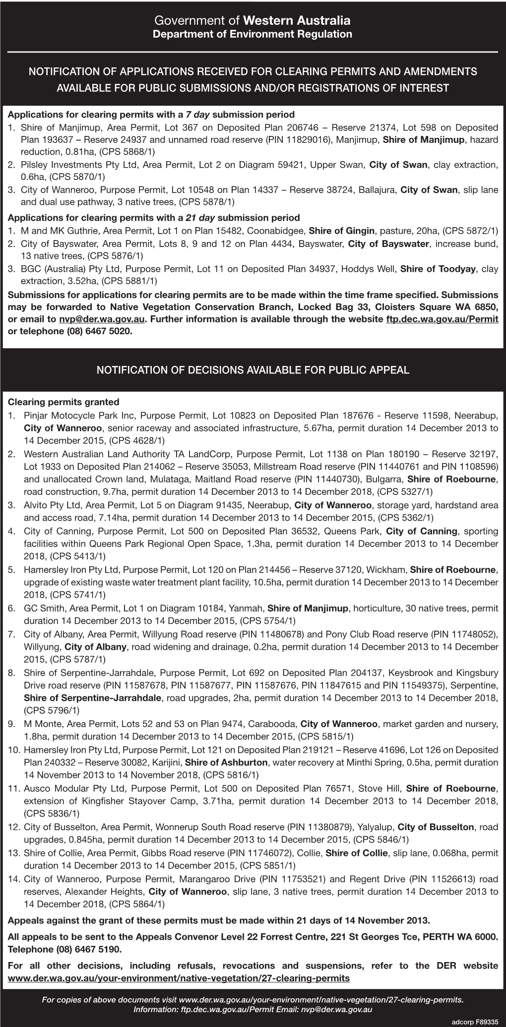 Government of Western Australia Department of Environment Regulation