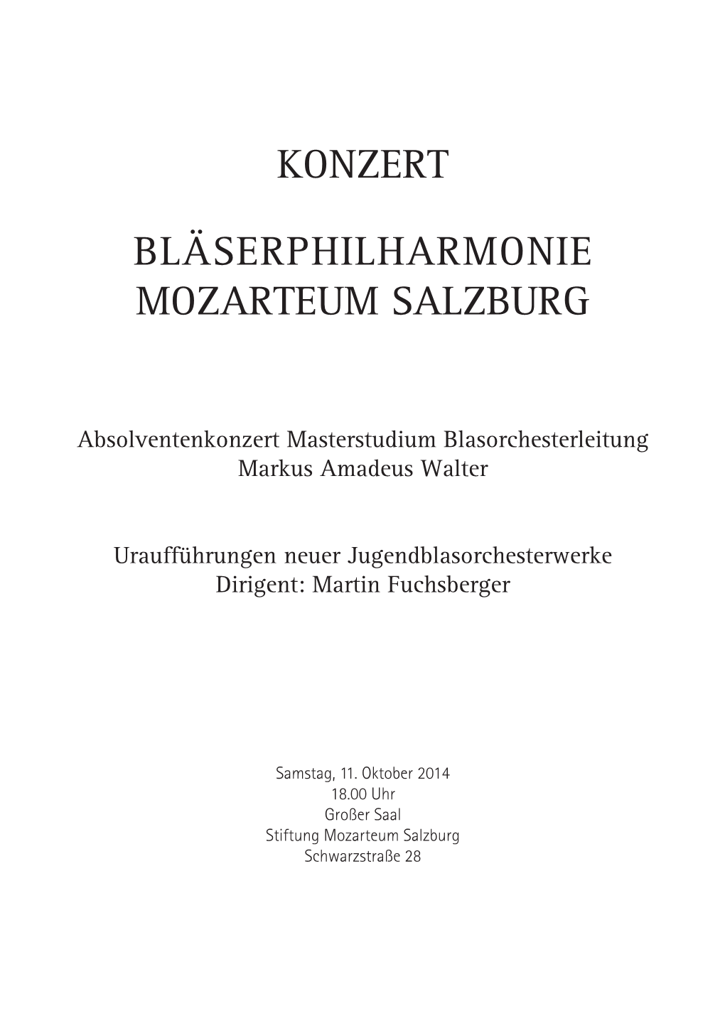 Absolventenkonzert Blasorchesterleitung