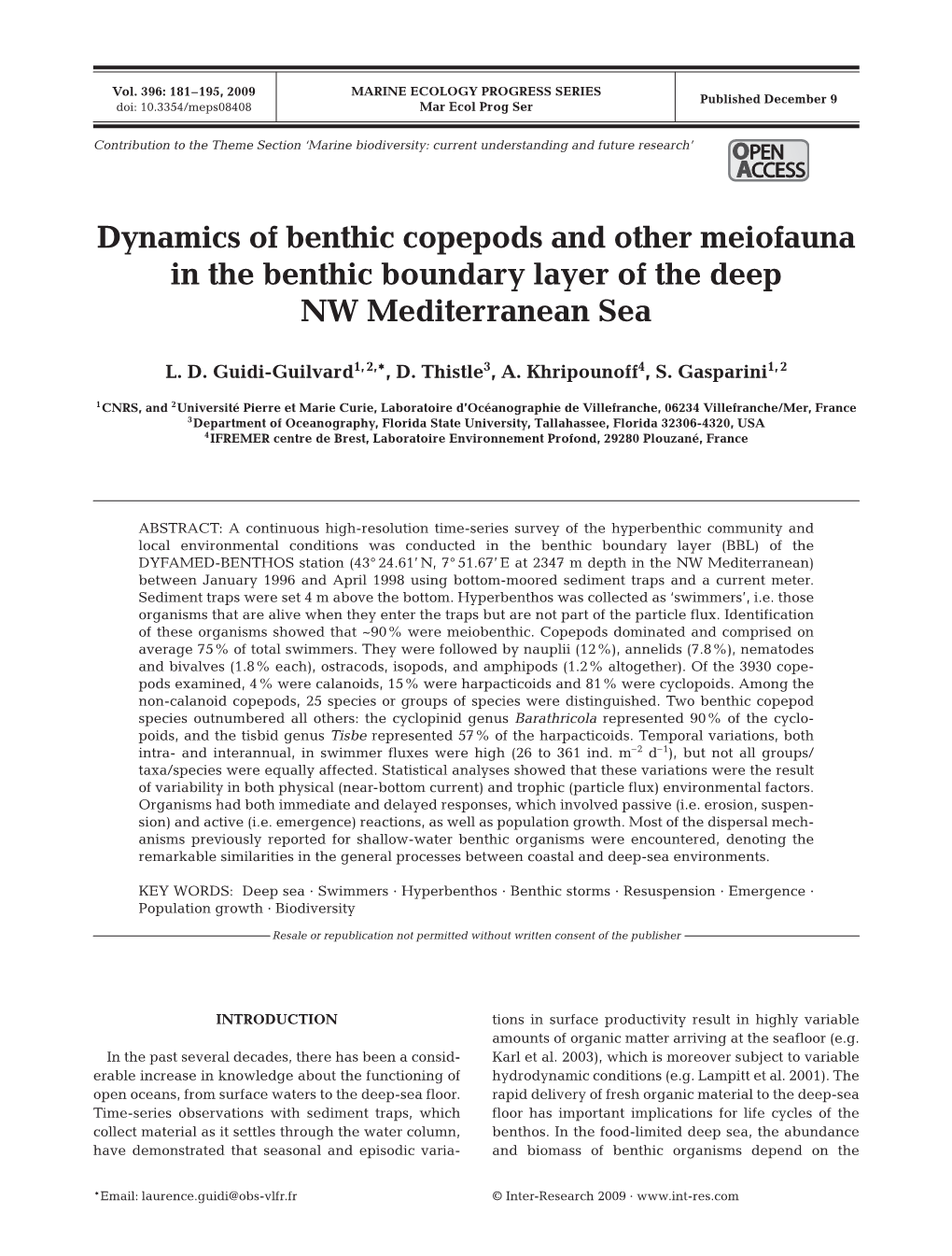 Dynamics of Benthic Copepods and Other Meiofauna in the Benthic Boundary Layer of the Deep NW Mediterranean Sea