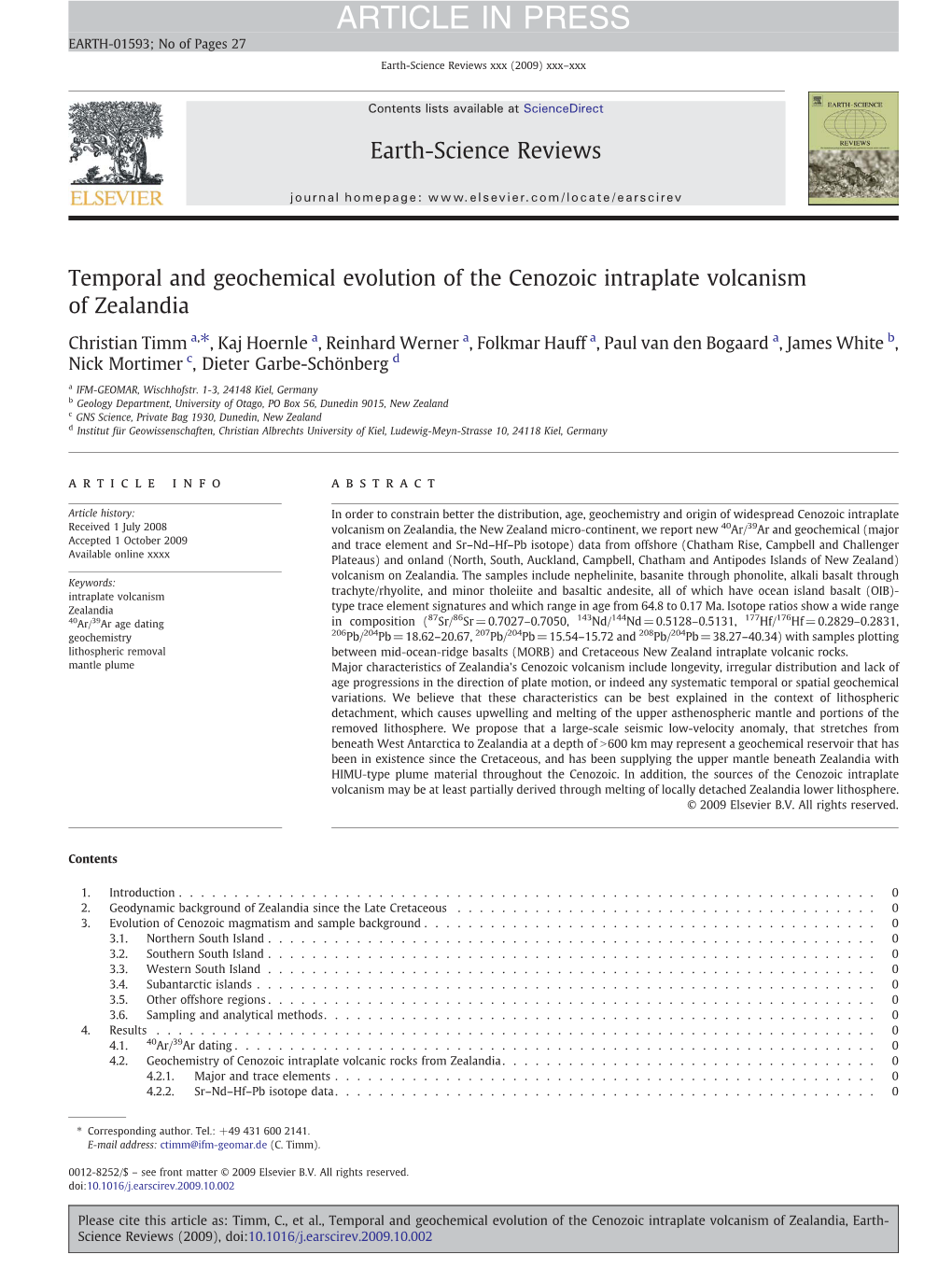 Temporal and Geochemical Evolution of the Cenozoic Intraplate Volcanism of Zealandia