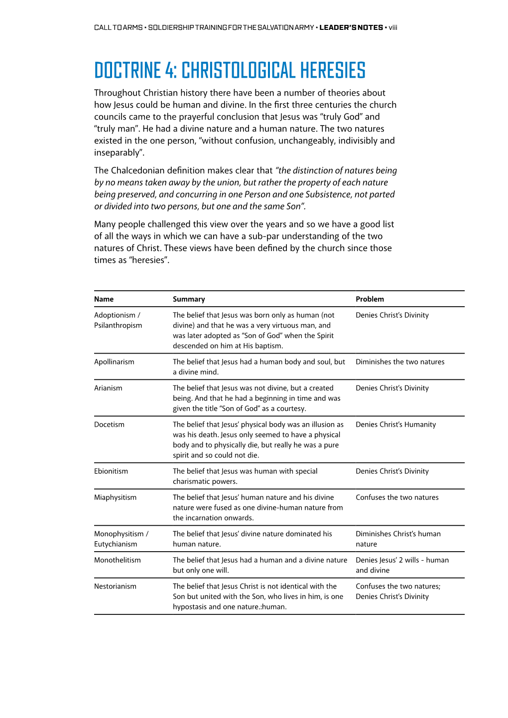 DOCTRINE 4: CHRISTOLOGICAL HERESIES Throughout Christian History There Have Been a Number of Theories About How Jesus Could Be Human and Divine