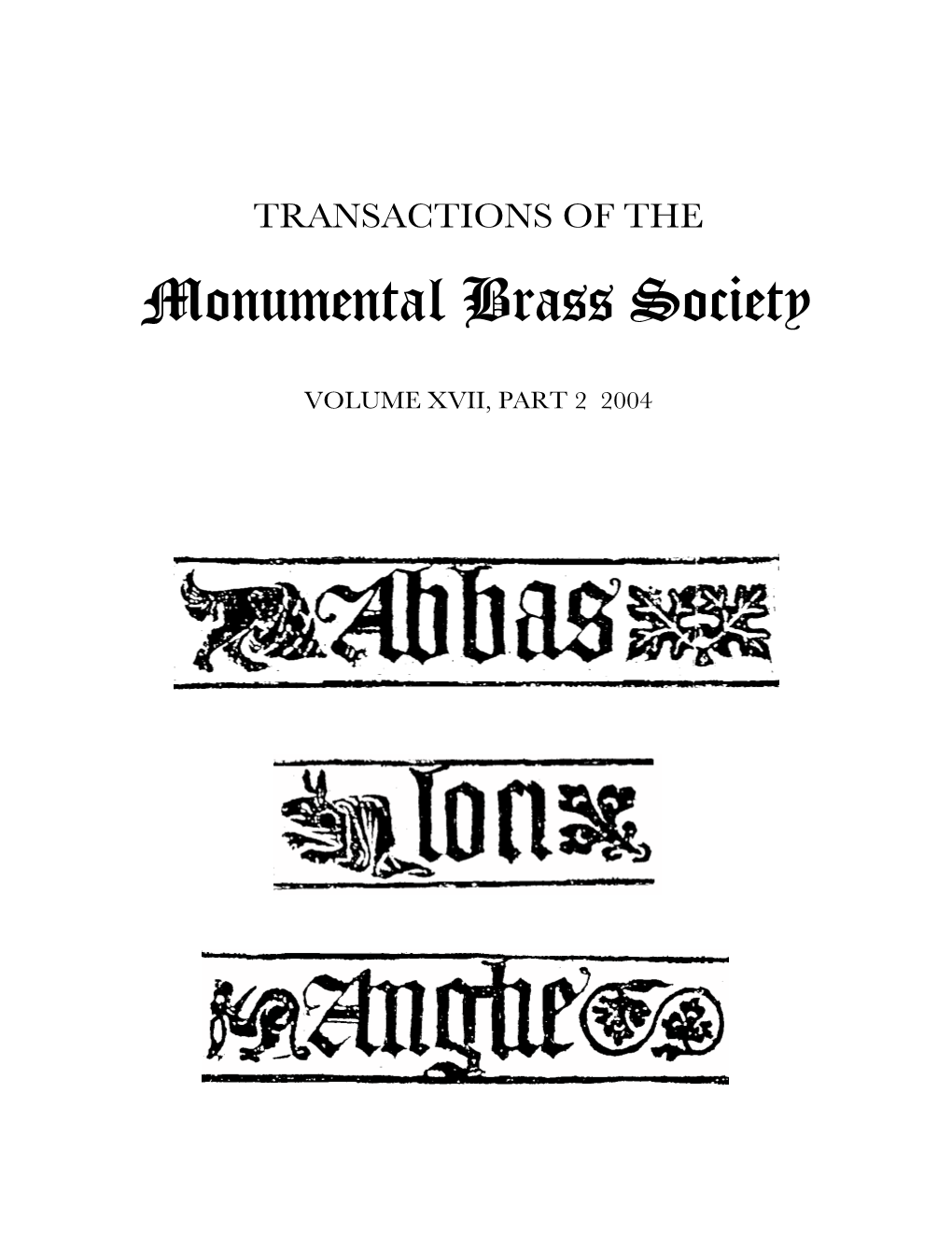 TRANSACTIONS of the Monumental Brass Society