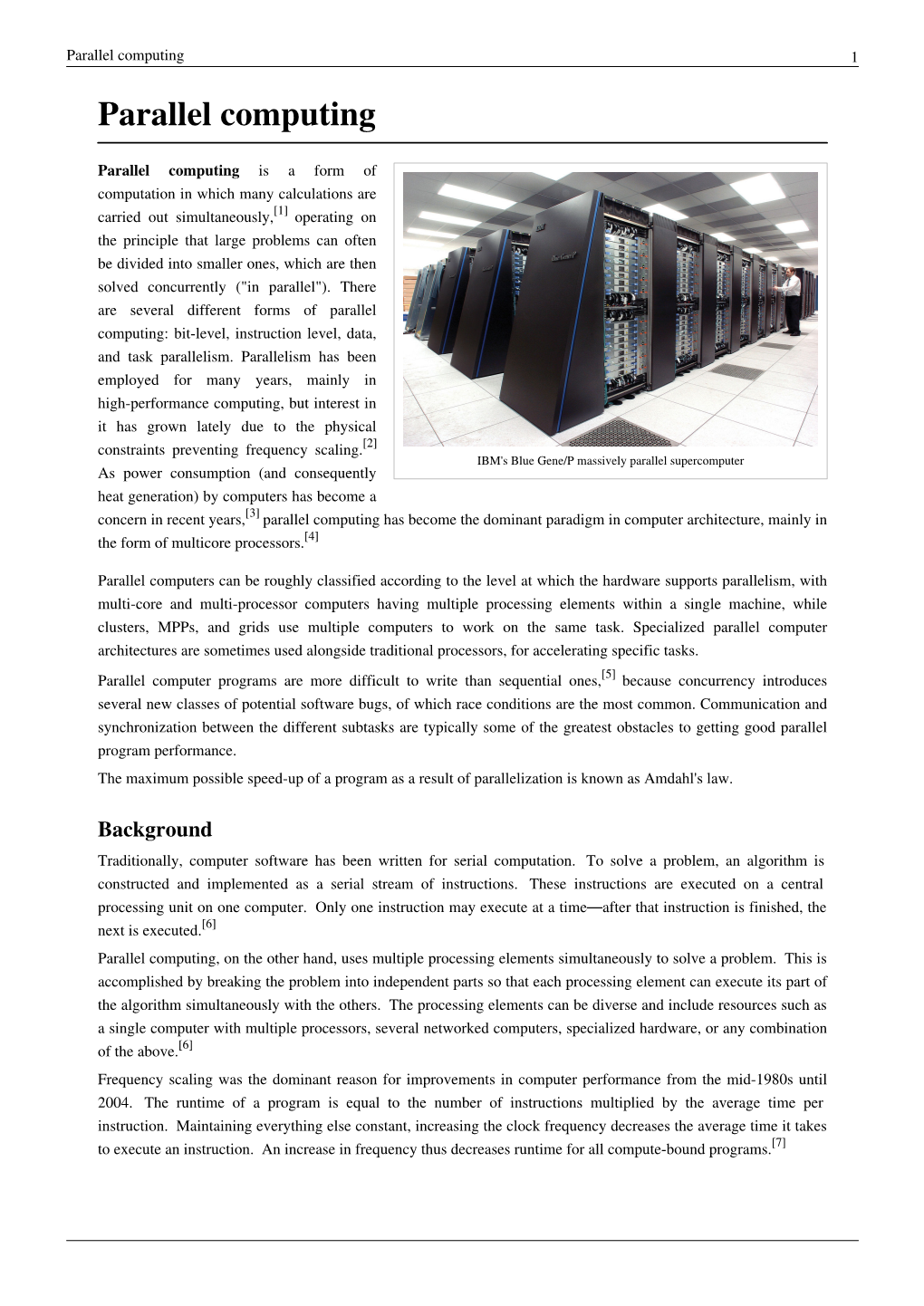 Parallel Computing 1 Parallel Computing