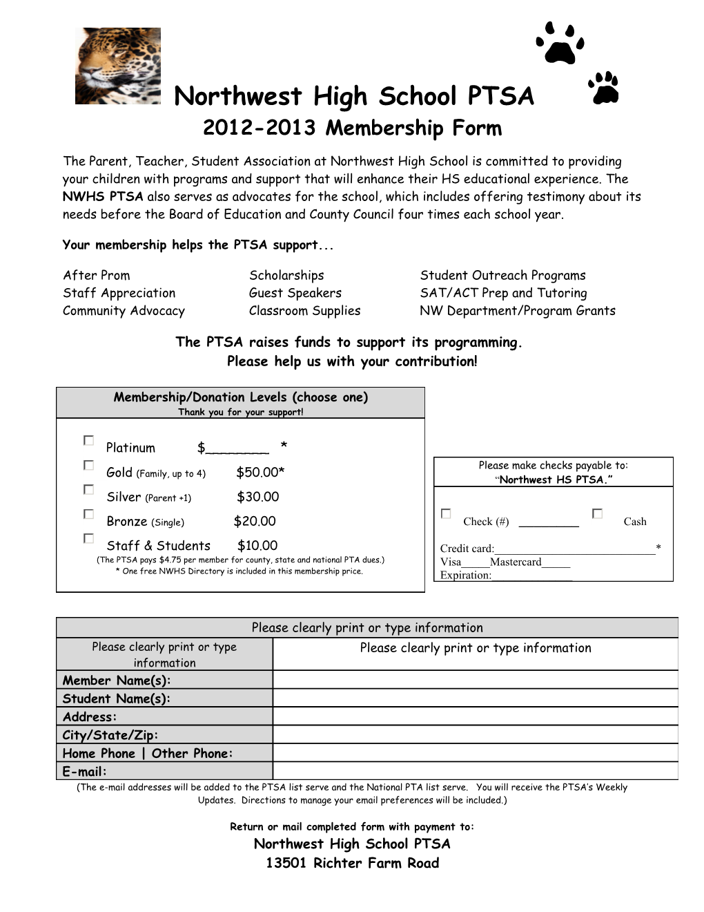 2012-2013 Membership Form