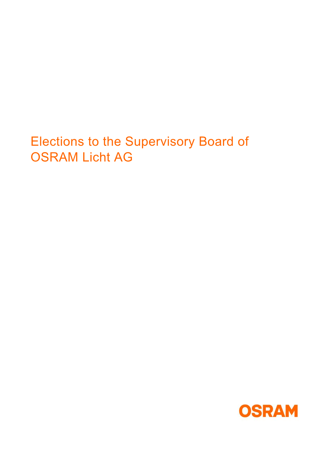 Elections to the Supervisory Board of OSRAM Licht AG