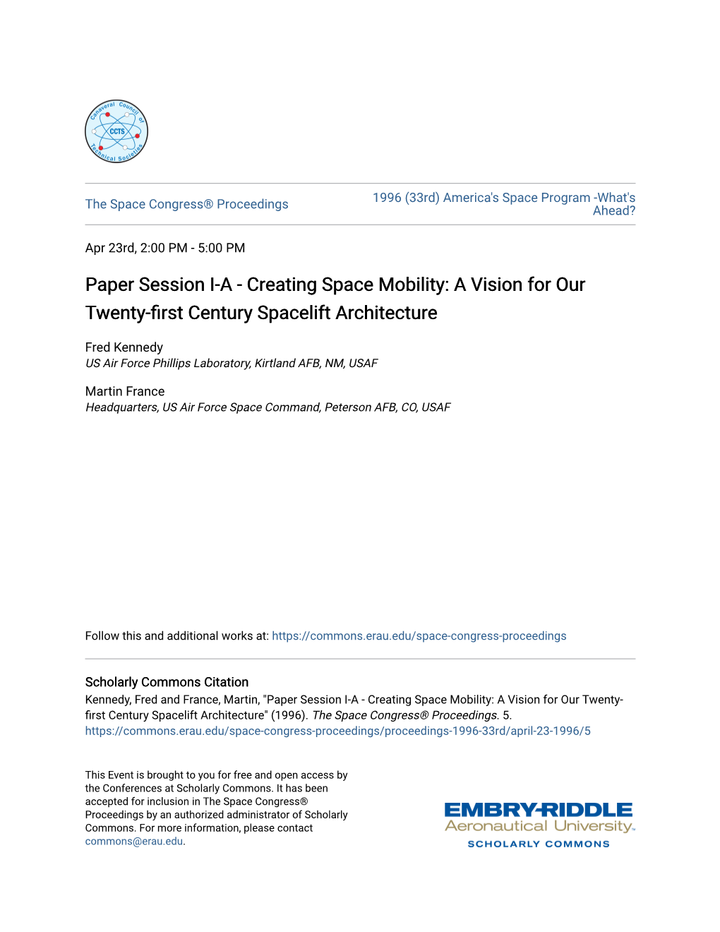 Creating Space Mobility: a Vision for Our Twenty-First Century Spacelift Architecture