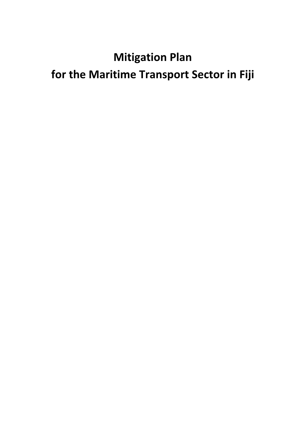 Fiji Maritime Mitigation Plan