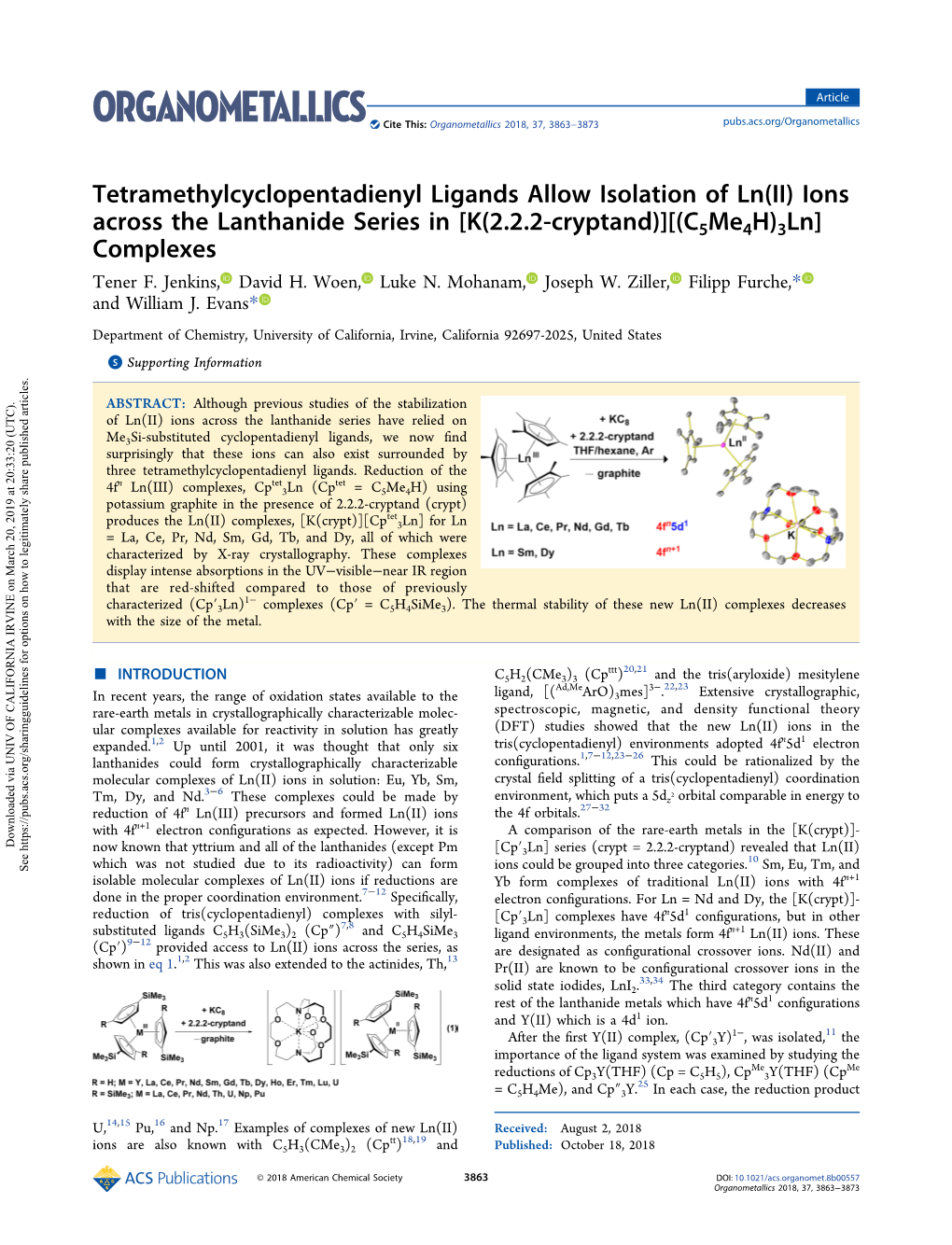Ions Across the Lanthanide Series in [K(2.2.2-Cryptand)][(C5me4h)3Ln] Complexes Tener F