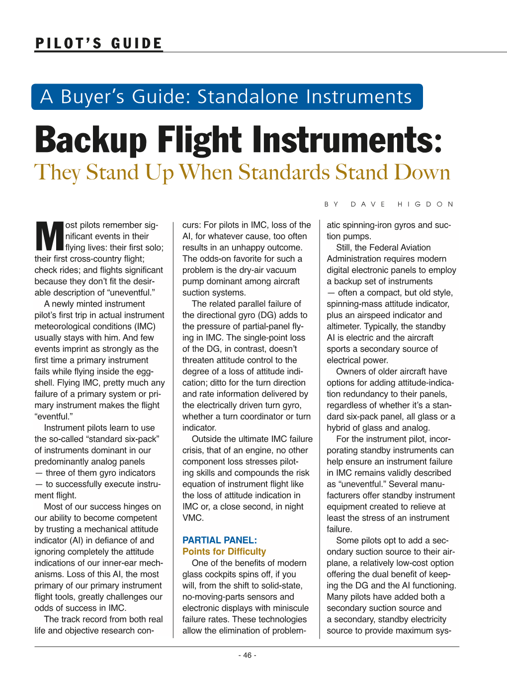 Backup Flight Instruments: They Stand up When Standards Stand Down