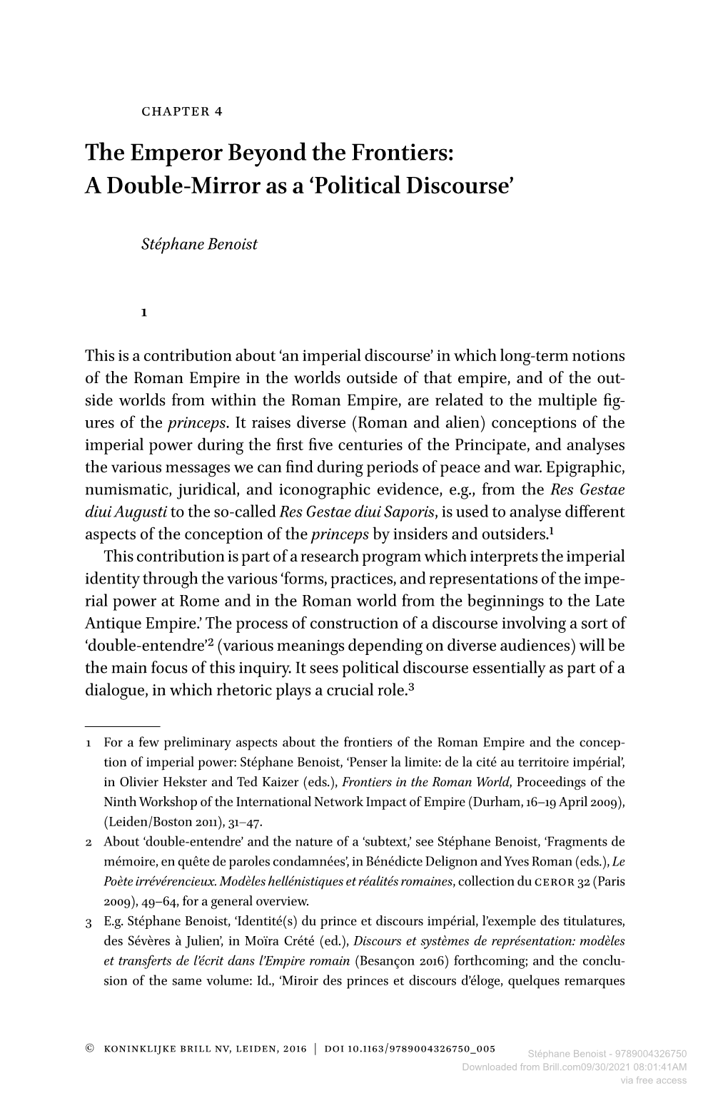 Downloaded from Brill.Com09/30/2021 08:01:41AM Via Free Access 46 Benoist