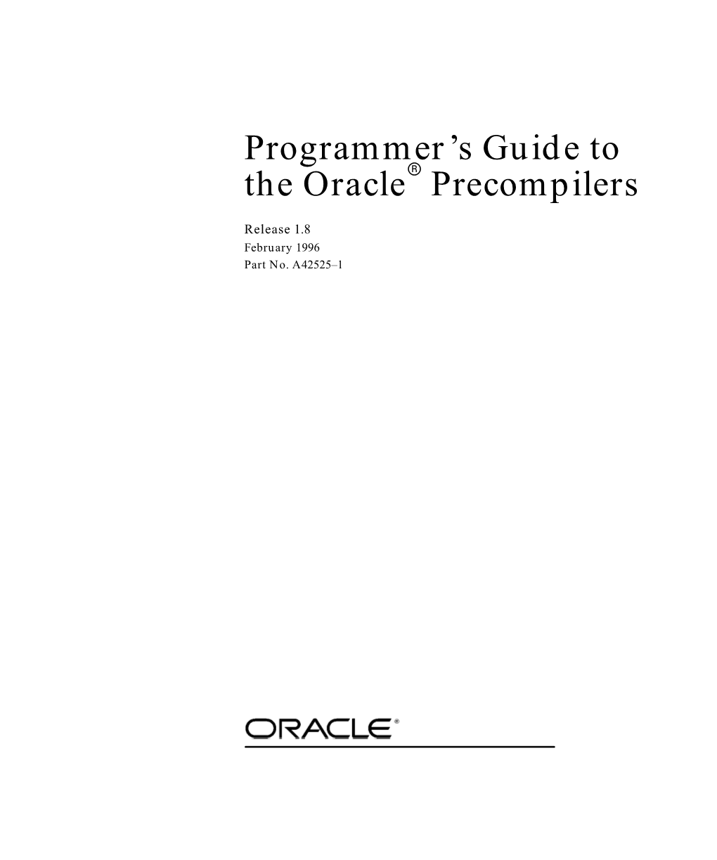 Programmer's Guide to the Oracle Precompilers