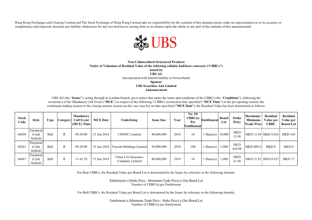 Hong Kong Exchanges and Clearing Limited and the Stock Exchange Of