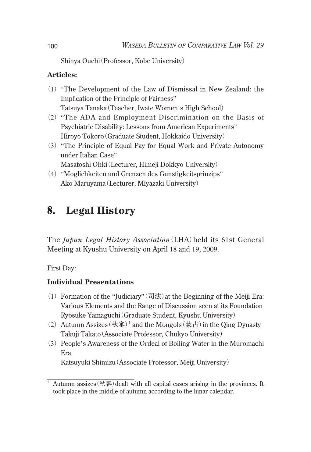 8. Legal History