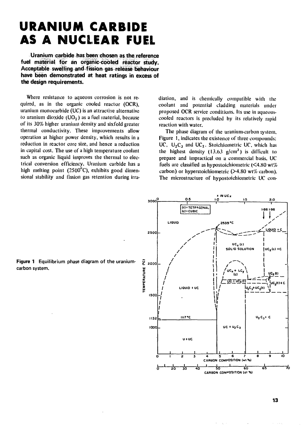 Uranium Carbide As a Nuclear Fuel