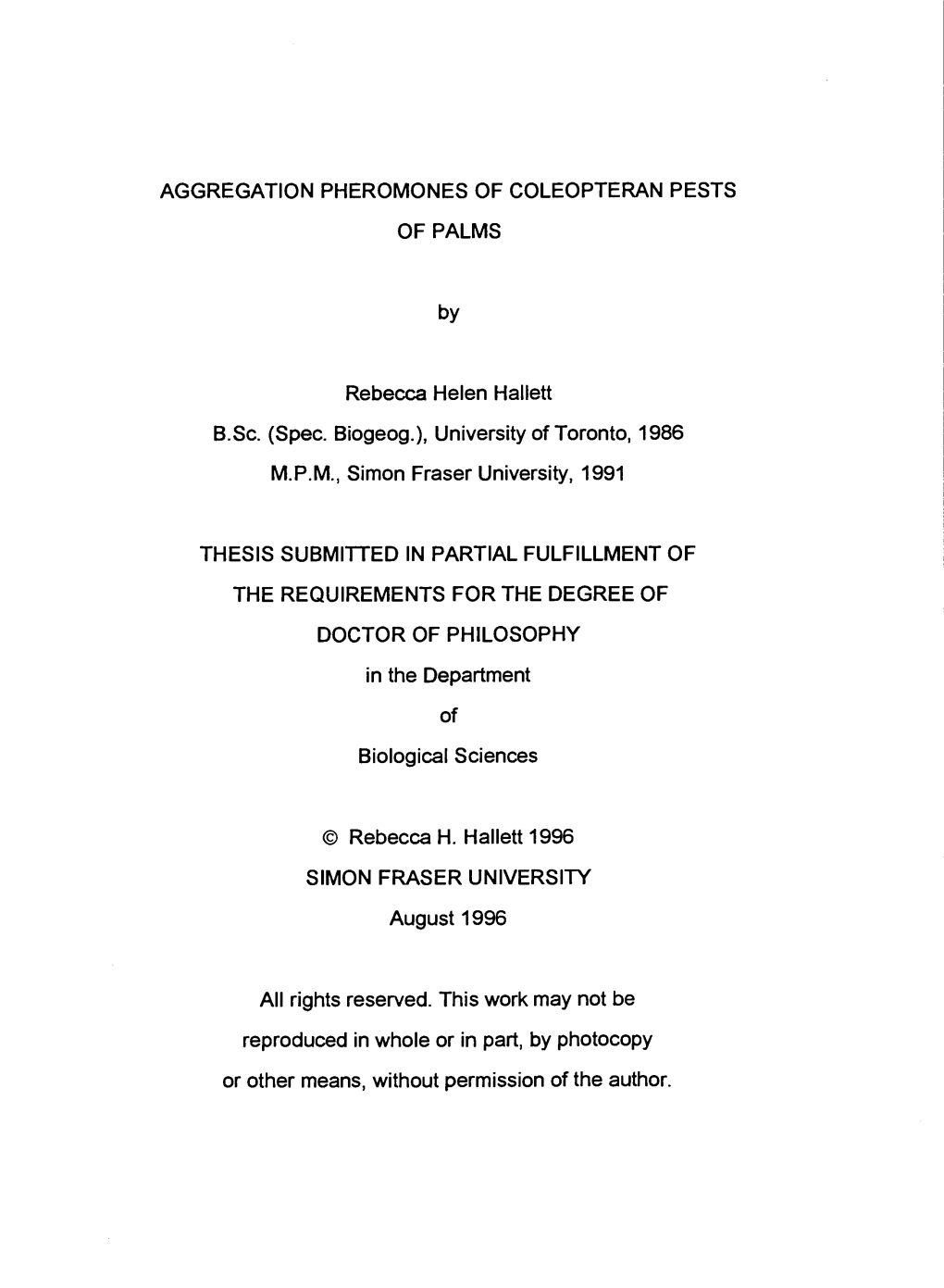 Aggregation Pheromones of Coleopteran Pests of Palms