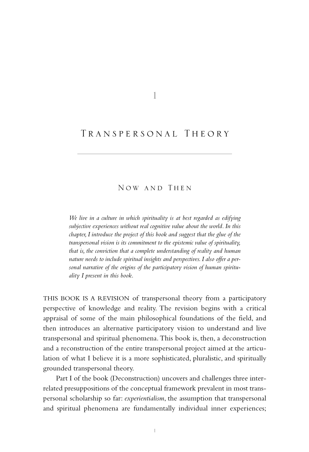 1 Transpersonal Theory