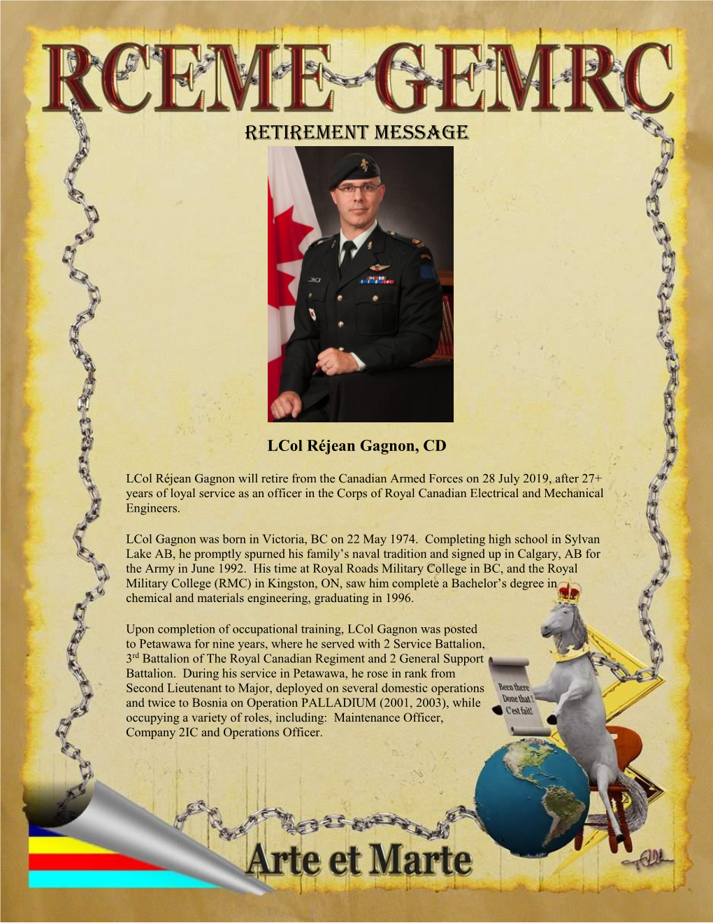 Lcol Réjean Gagnon, CD