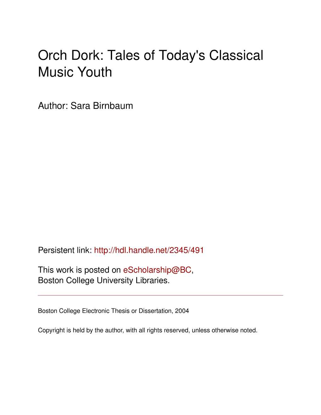 Orch Dork: Tales of Today's Classical Music Youth