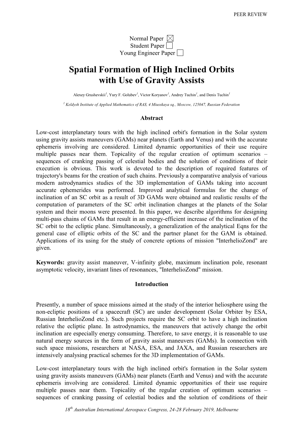 Spatial Formation of High Inclined Orbits with Use of Gravity Assists