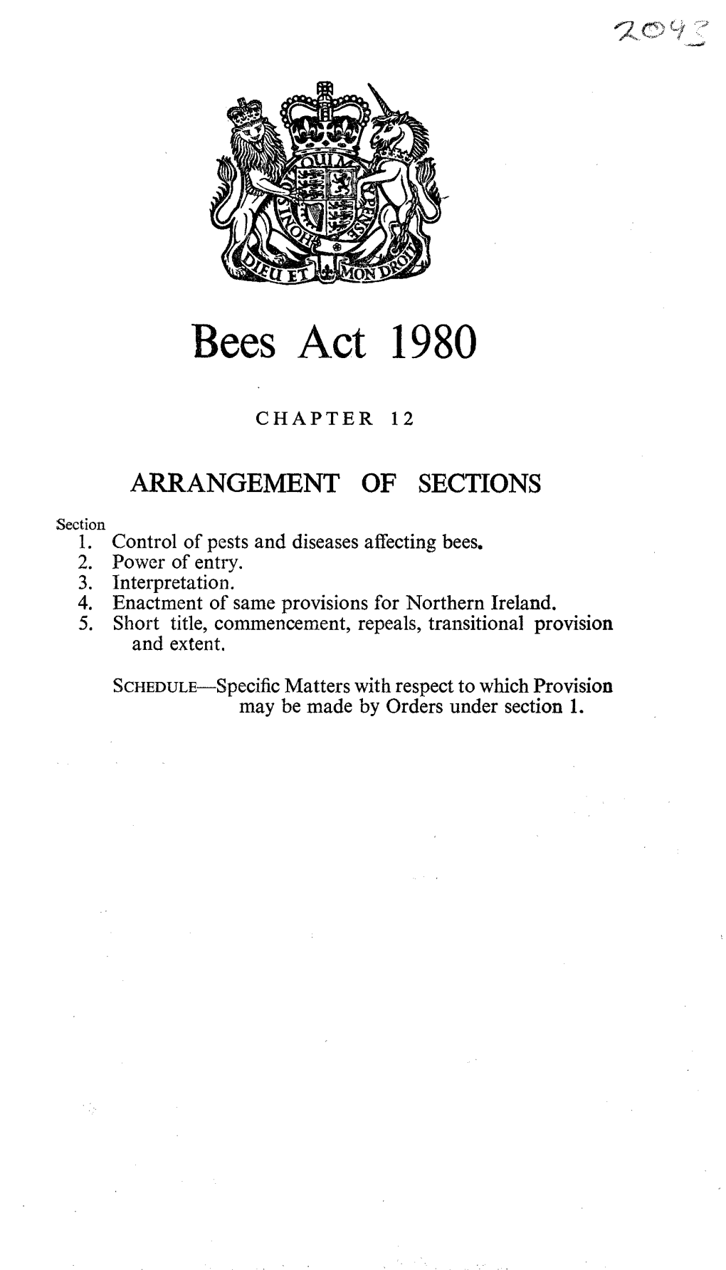 Bees Act 1980