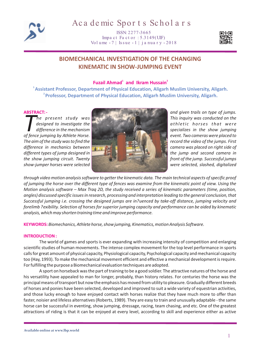 Biomechanical Investigation of the Changing Kinematic in Show-Jumping Event