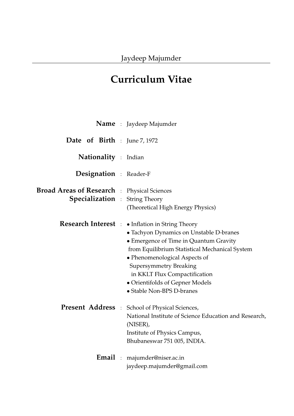 Curriculum Vitae