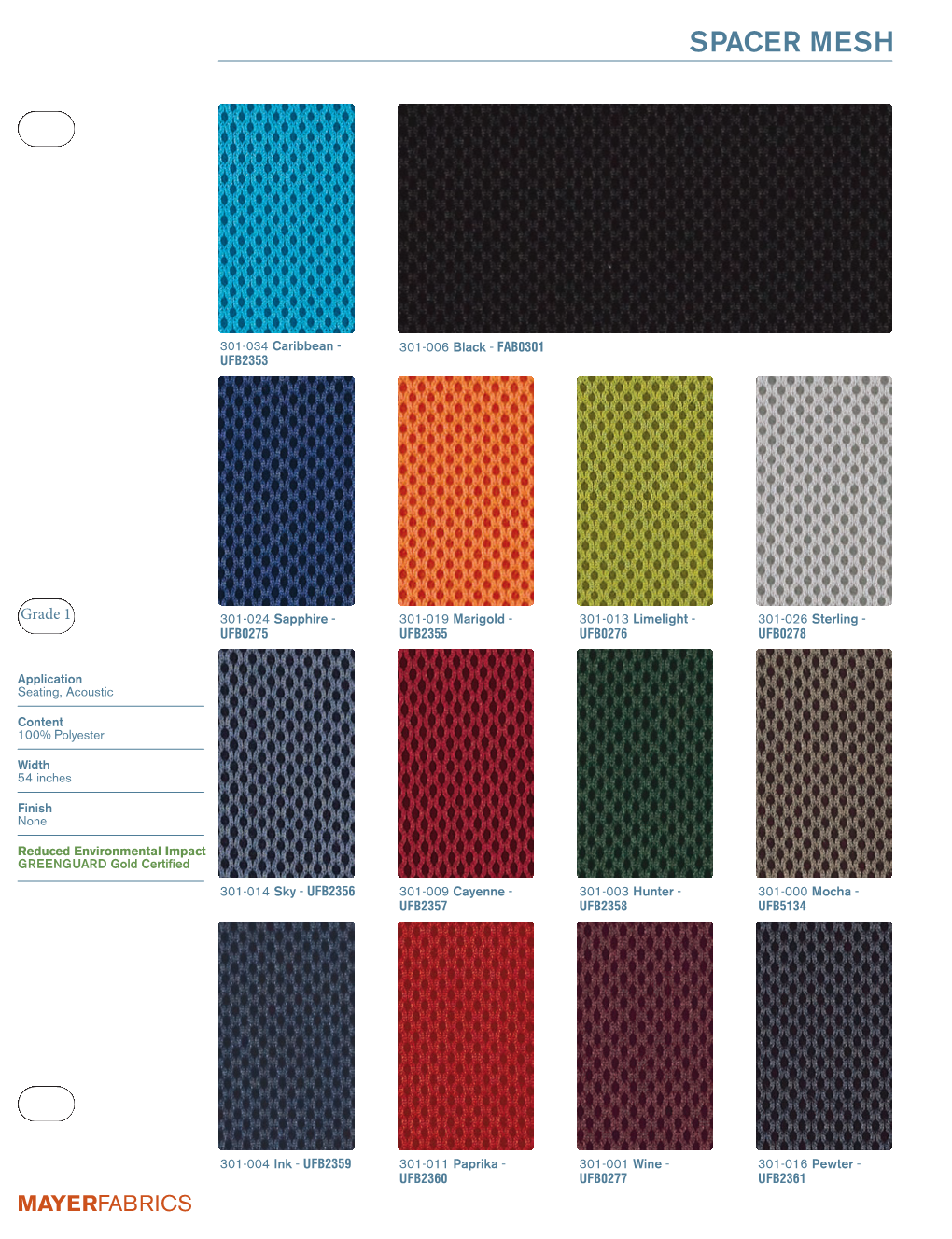 SPACER MESH SPACER MESH Seating Fabric