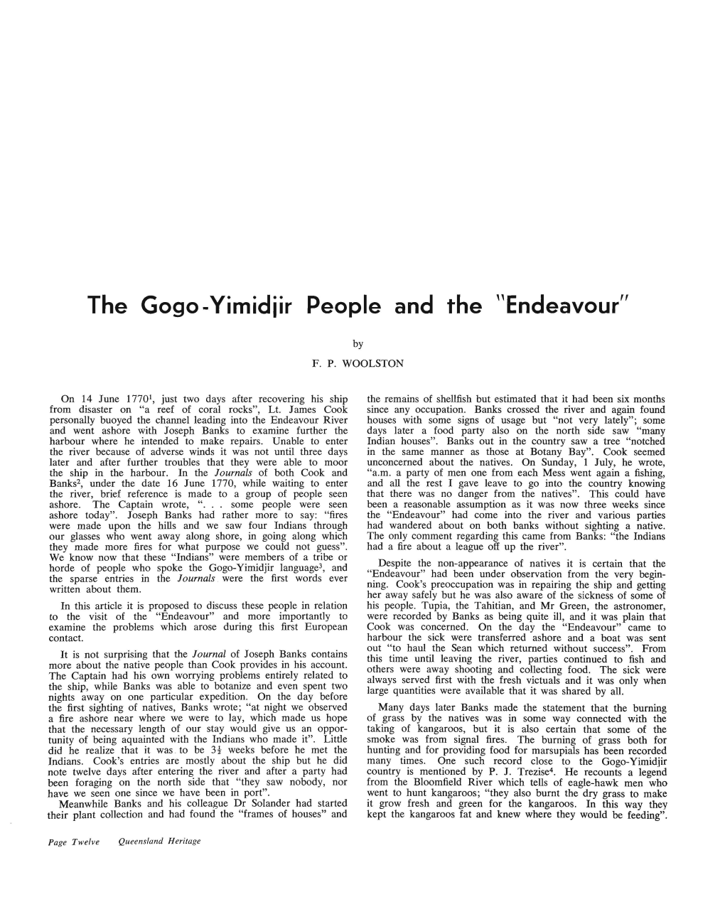 The Gogo-Yimidiir People and the "Endeavour"