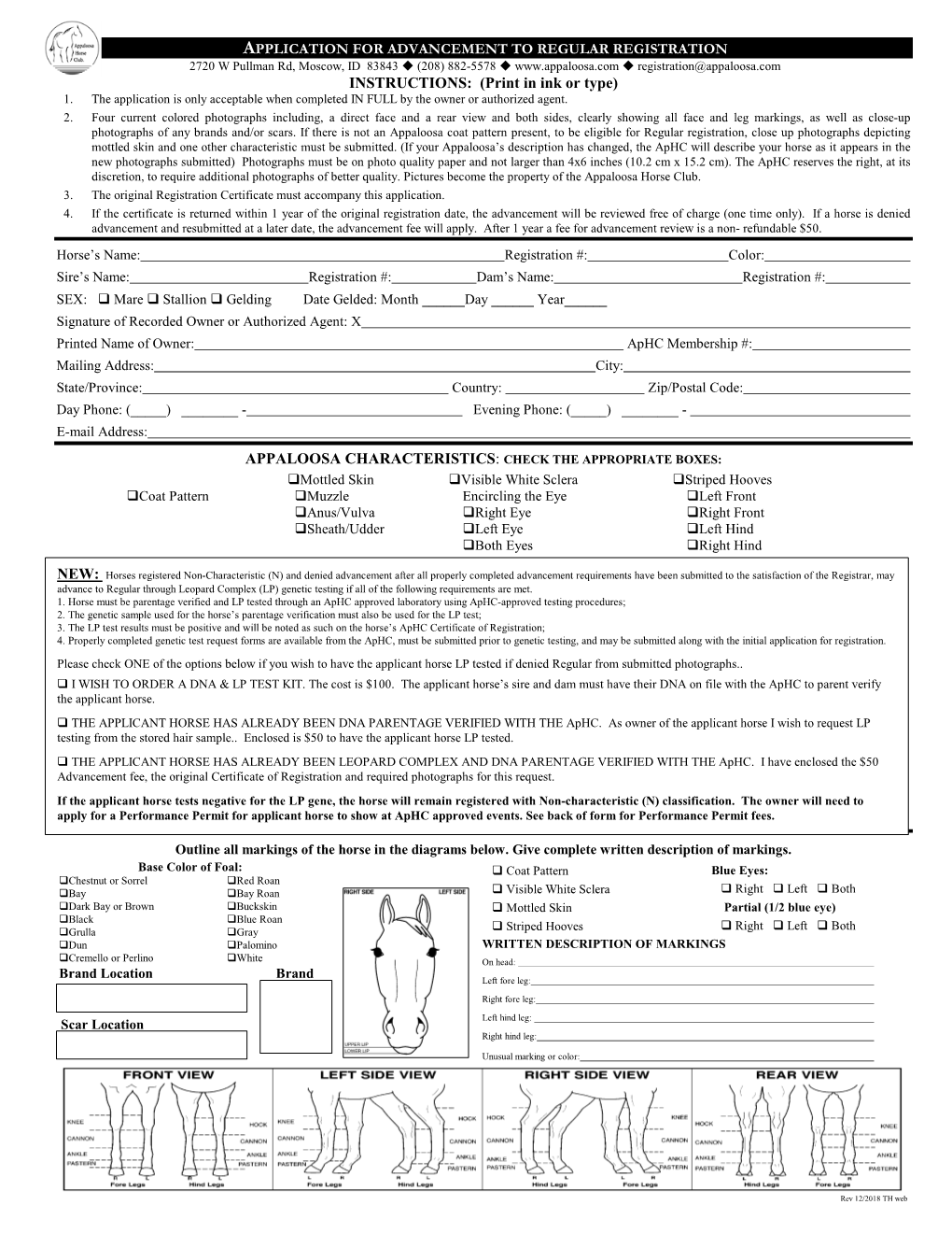 Registration of Appaloosa Geldings and Spayed Mares