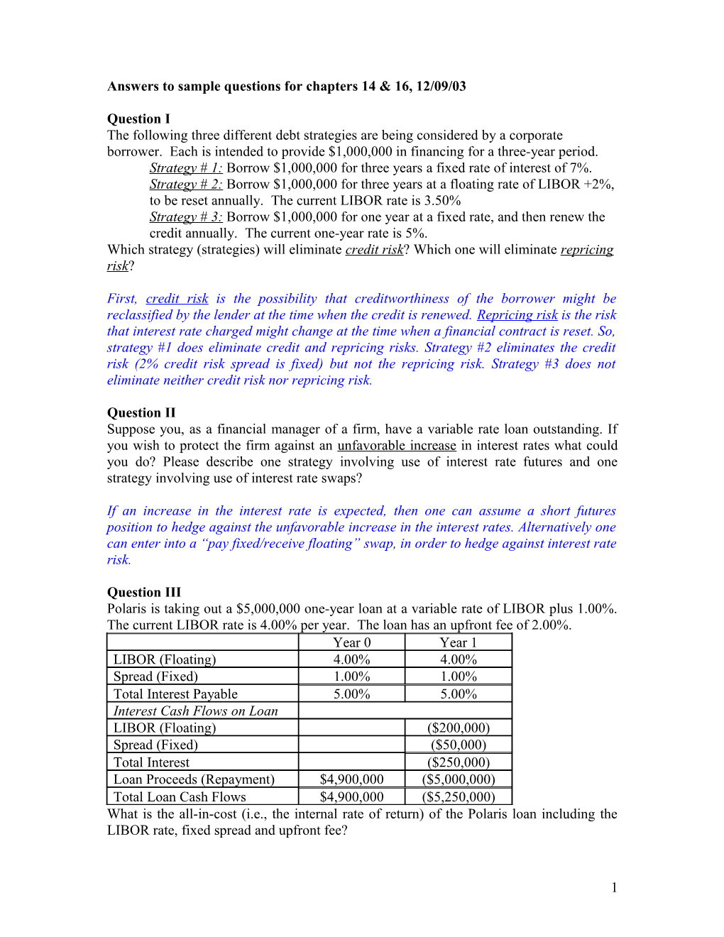 Sample Questions for Last Part of Course Material